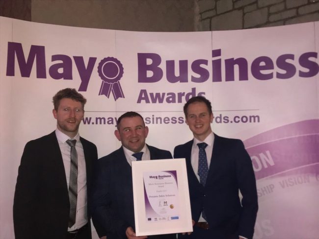 Kevin Feerick, Adrian Maye and Brendan Maloney at Mayo Business Awards